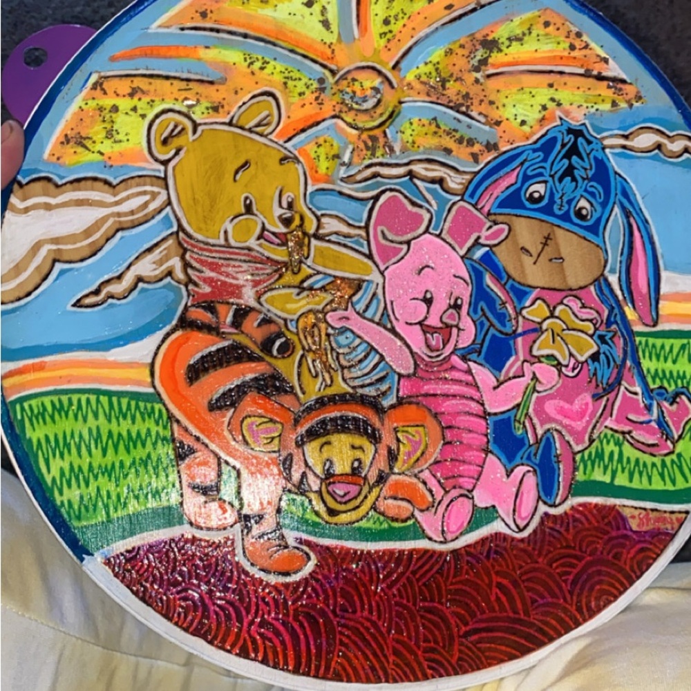 Homemade Winnie the Pooh wood  burning painting.